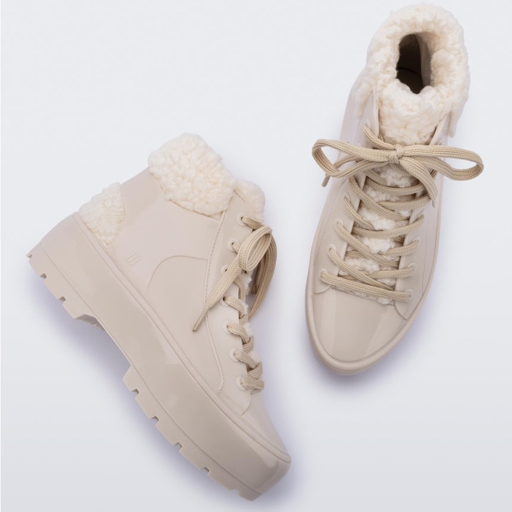 Melissa Cream Lace-Up Platform Boots